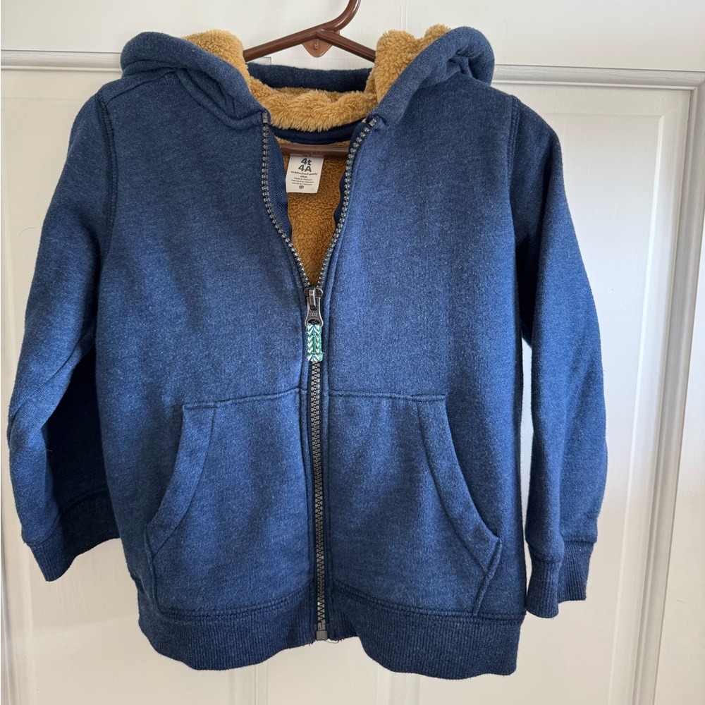 Carter's Toddler Boy Long Sleeve Hooded Zip-up Jacket with Tan Lining